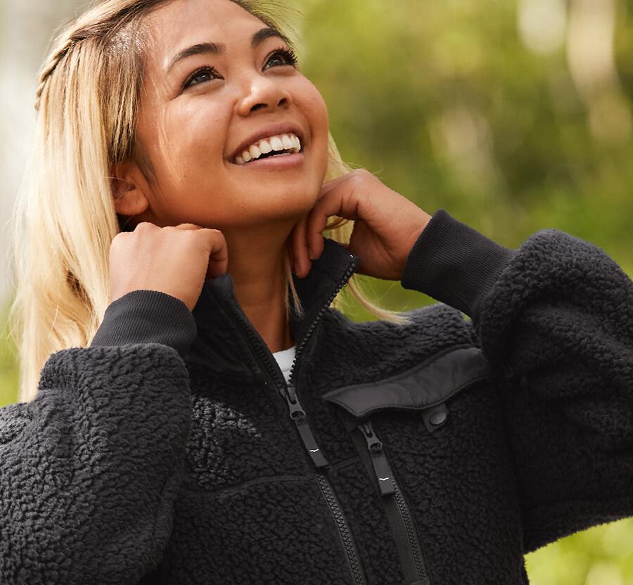 Hoka One One Womens Hoodie - Fleece Sky - Black - EVCI43265
